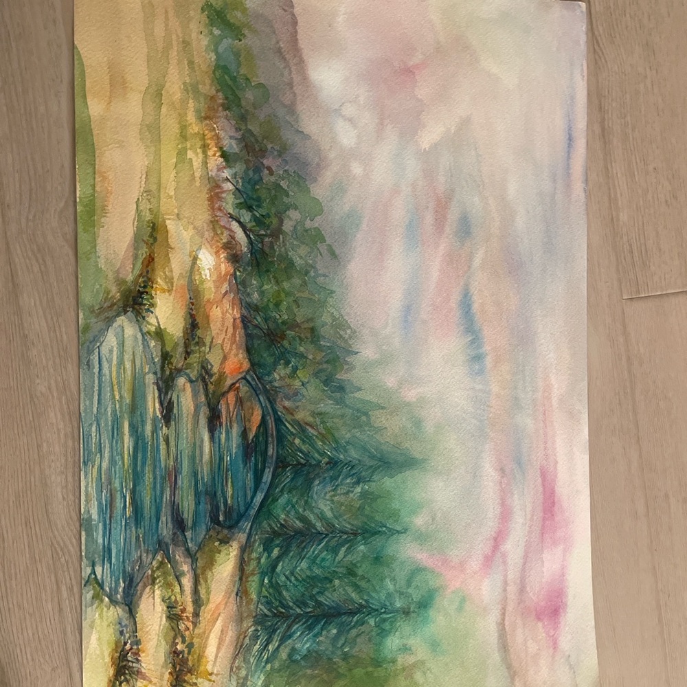 Abstract Landscape Watercolor Art original signed by artist